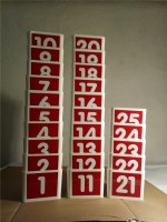 Leitzahlträger mit Ziffern weiss, 25 Stück/Pack, Aufdruck rot