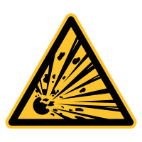 Warnschild "Explosionsgefährliche Stoffe", 10 cm Seitenlänge, PVC-Folie