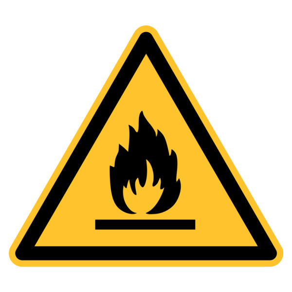 Warnschild "Feuergefährliche Stoffe", 10 cm Seitenlänge, PVC-Folie