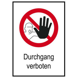 Verbots-Kombi-Schild Durchgang verboten, 13,1 x 18,5 cm,...