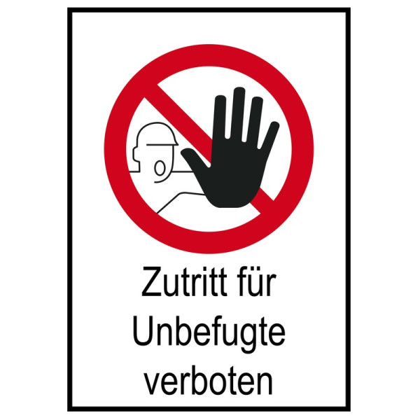 Verbots-Kombi-Schild "Zutritt für Unbefugte verboten", 13,1 x 18,5 cm, PVC-Folie