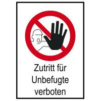 Verbots-Kombi-Schild "Zutritt für Unbefugte verboten", 21,0 x 29,7 cm, Aluminium