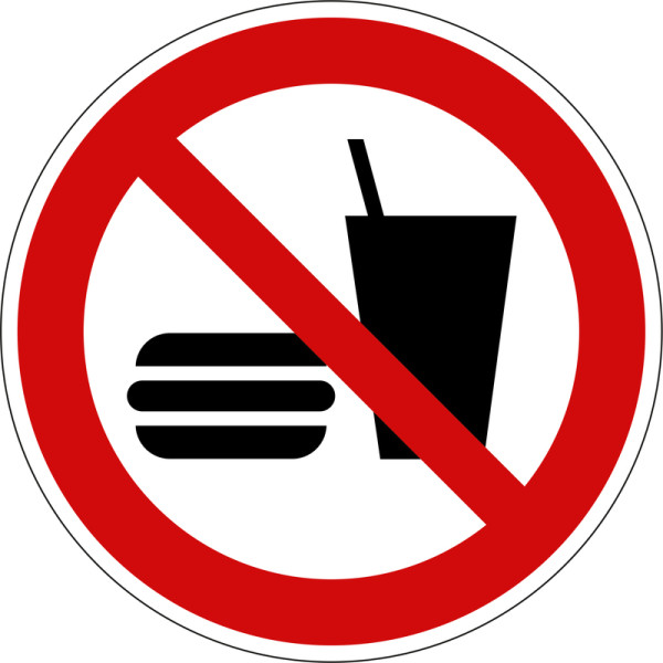 Verbotsschild "Essen und Trinken verboten"