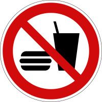 Verbotsschild "Essen und Trinken verboten", 20 cm, PVC Folie selbstklebend