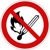 Verbotsschild "Feuer, offenes Licht und Rauchen verboten"