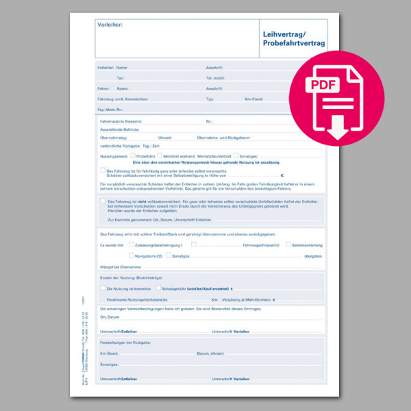 Probefahrt- & Ersatzwagenvertrag (digitales Formular)