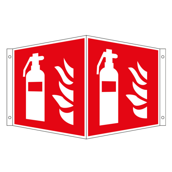 Brandschutz-Winkelschild "Feuerlöscher", 15 x 15 cm Aluminium, langnachleuchtend