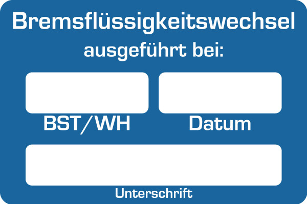 Kundendienst-Aufkleber (Bereich Landmaschinen), 250 Stück/Pack Bremsflüssigkeitswechsel