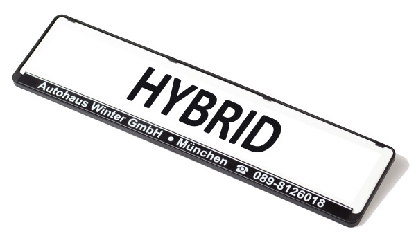 Kennzeichen-Werbeschild "HYBRID"