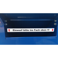 Aluleiste mit Aufschrift "Einwurf oben" für Einwurfschacht Typ ES