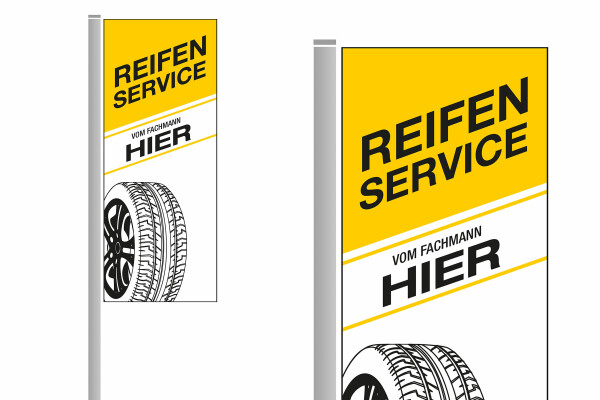 Fahnen für den Außenbereich "Reifen-Service"