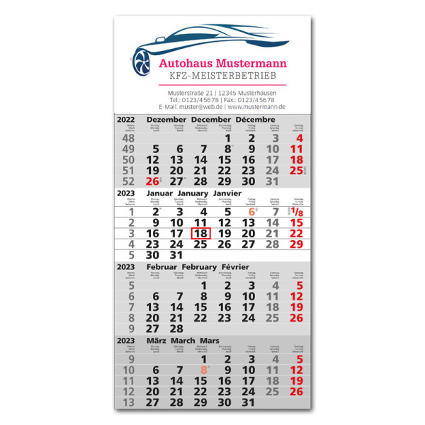 4-Monats-Kalender 2025 mit Firmeneindruck