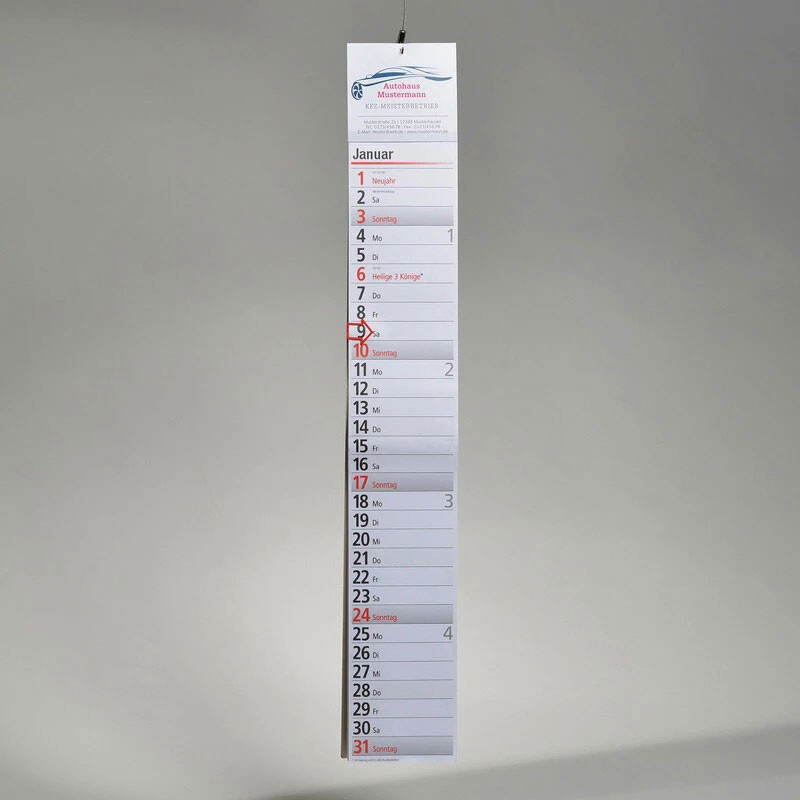Streifenkalender 2027 mit Firmeneindruck