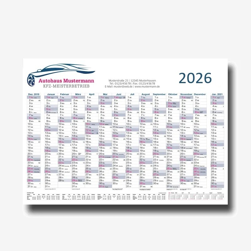 Jahresplaner 2027 mit Firmeneindruck